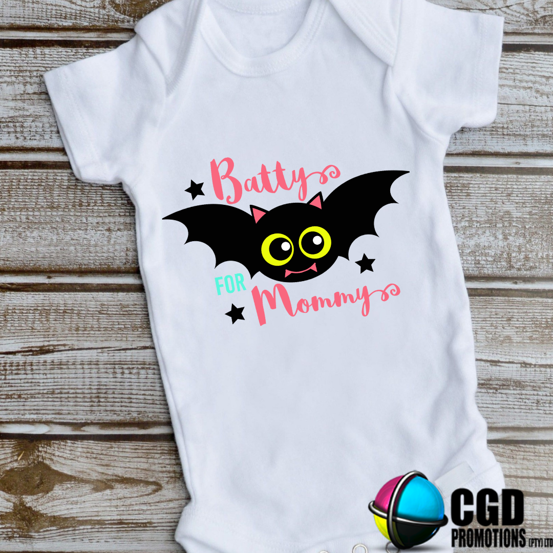 Batty for Mommy with a Bat Halloween Baby Grow 0-12 months