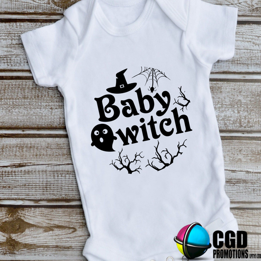 Baby Witch with Ghost & Witch Hat Halloween Baby Grow 0-12 months