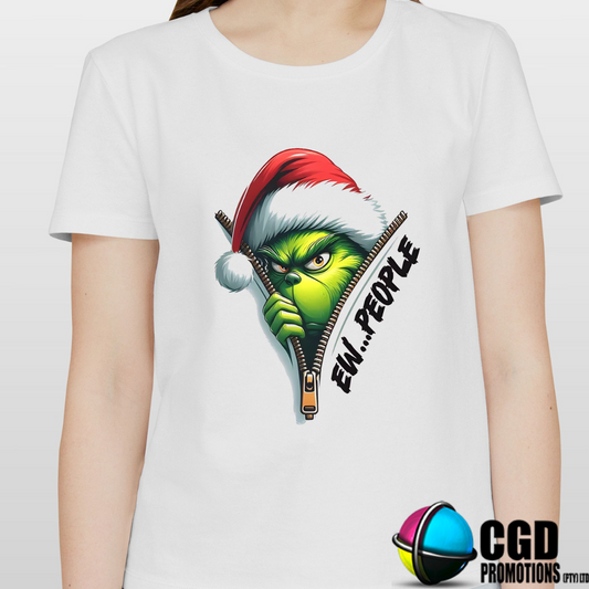 Grinch Ew People Christmas Printed Shirt - Matching Christmas Adult Unisex, Ladies Fitted & Kids 