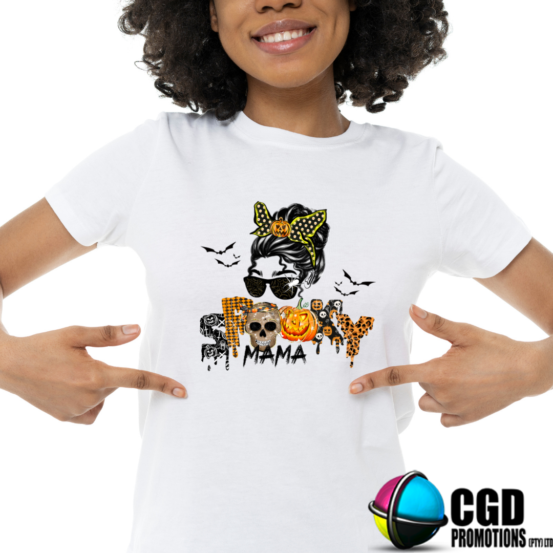 Spooky Mama with Glasses & Halloween headband - Halloween T-shirts Adult Printed Shirt - Unisex, Ladies Fitted