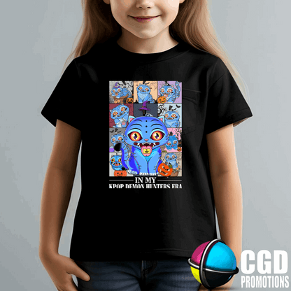 K-Pop In My K-Pop Demon Hunters Era Character with pumpkins Inspired Halloween Printed Kids Shirt