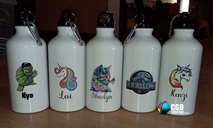 Custom White / Silver Sport Water Bottle - Personalised Aluminium 600ml Sport Water Bottle SA | CGD Promotions