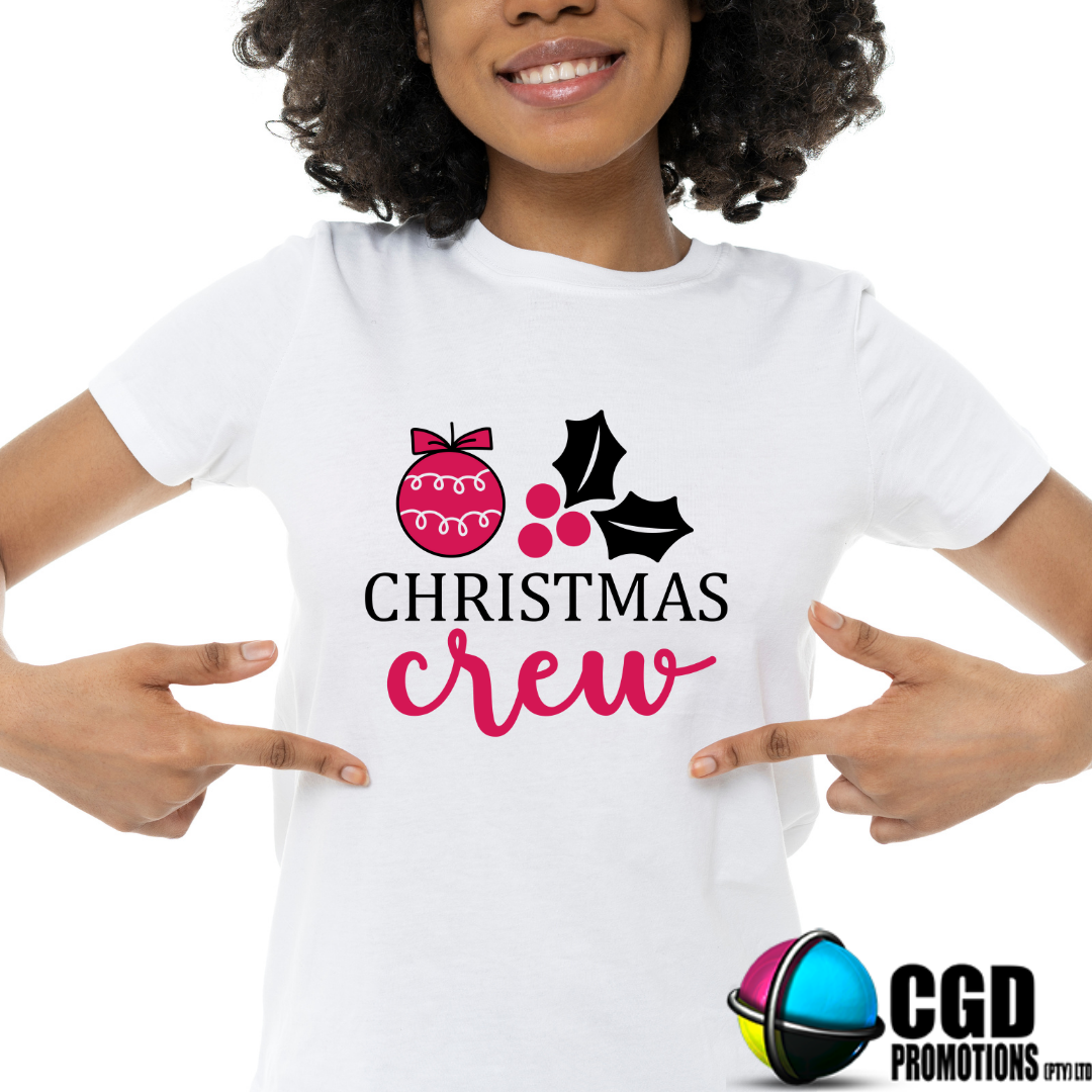 Chrismas Crew Pink Bauble Printed Shirt for the Whole Family - Matching Unisex, Ladies Fitted & Kids 