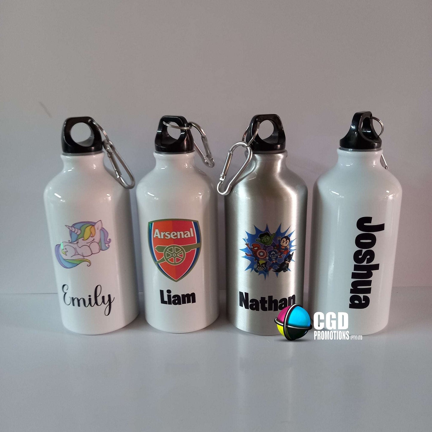 Custom White / Silver Sport Water Bottle - Personalised Aluminium 600ml Sport Water Bottle SA | CGD Promotions