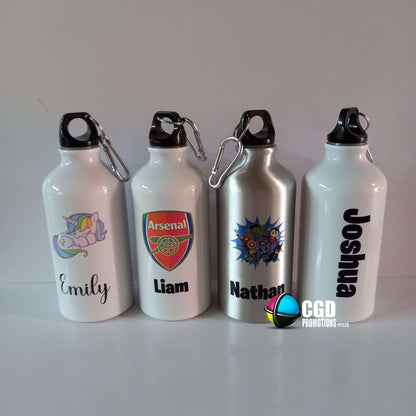 Custom White / Silver Sport Water Bottle - Personalised Aluminium 600ml Sport Water Bottle SA | CGD Promotions