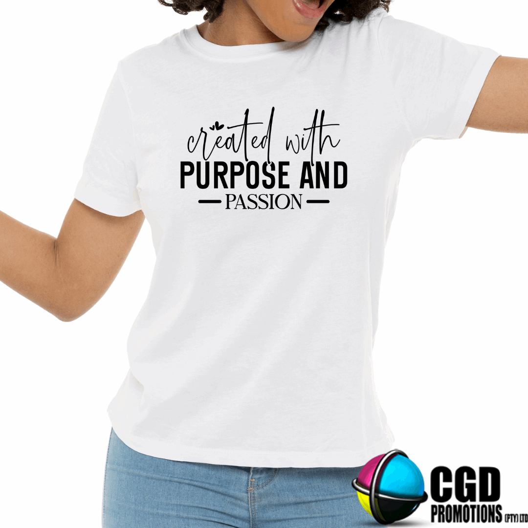 Created with purpose and passion Adult Printed Shirt (Faith Based) Created with purpose and passion Adult Printed Shirt (Faith Based)