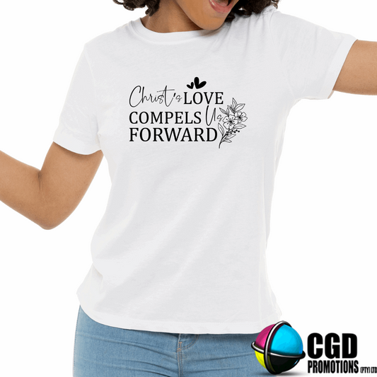 Christ's Love Compels Forwad Adult Printed Shirt (Faith Based)