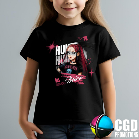 "Model wearing K-pop Demon Hunter inspired t-shirt" Mira