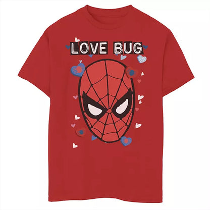 Love Bug - Valentines Day Shirt - Kids Shirts with spiderman face and hearts