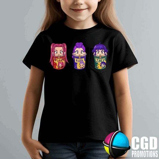 K-Pop Hutrix Ramyoen Mira Rumi Zoey Character Inspired Printed Kids Shirt