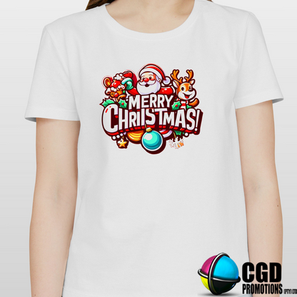 Merry Christmas Santa & Reindeer Shirts for the Entire Family - Matching Christmas Adult Unisex, Ladies Fitted & Kids 