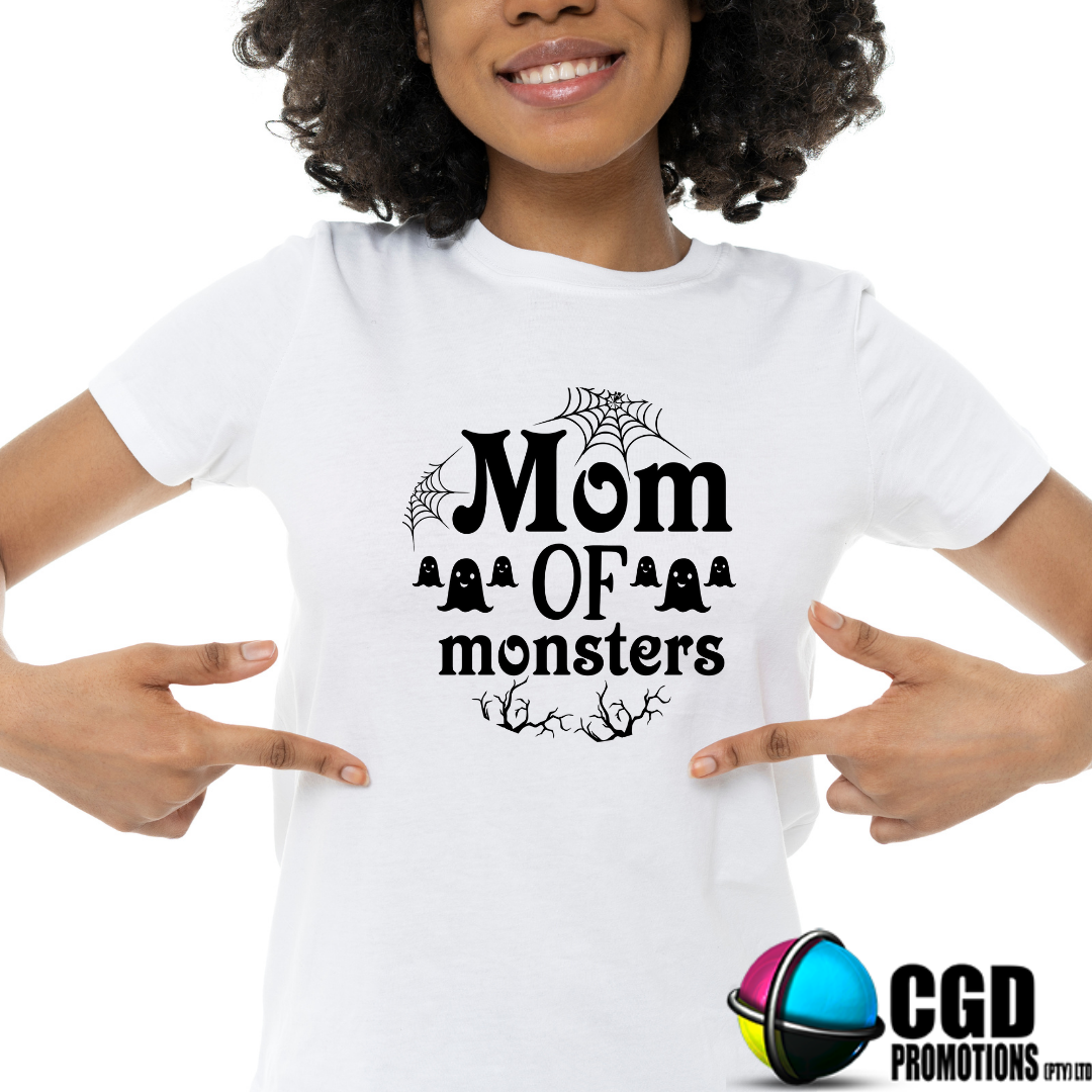 Mom of Monsters - Halloween T-shirts Adult Printed Shirt - Men's Unisex, Ladies Fitted