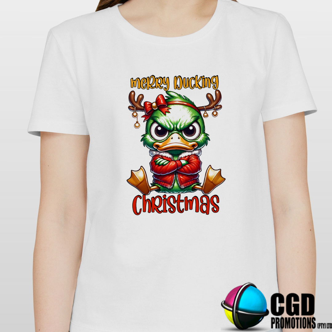 Merry Ducking Christmas Angry Duck Christmas Printed Family Shirt - Matching Christmas Adult Unisex, Ladies Fitted & Kids