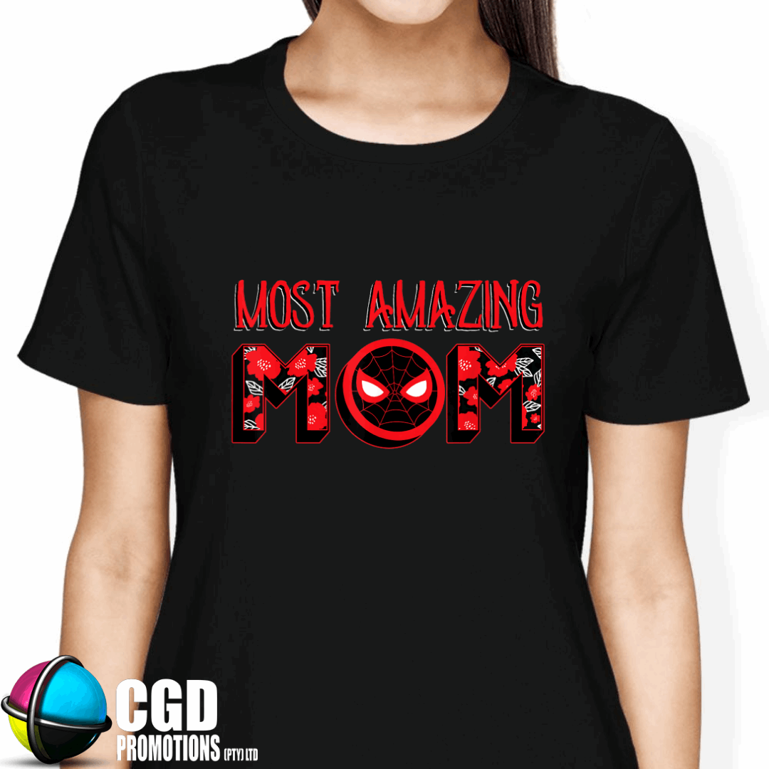 Most Amazing Spider Print Mom Printed Shirt (2-colour options)