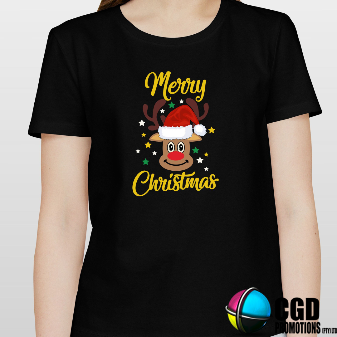 Merry Christmas Cute Reindeer Christmas Printed Family Shirt - Matching Christmas Adult Unisex, Ladies Fitted & Kids