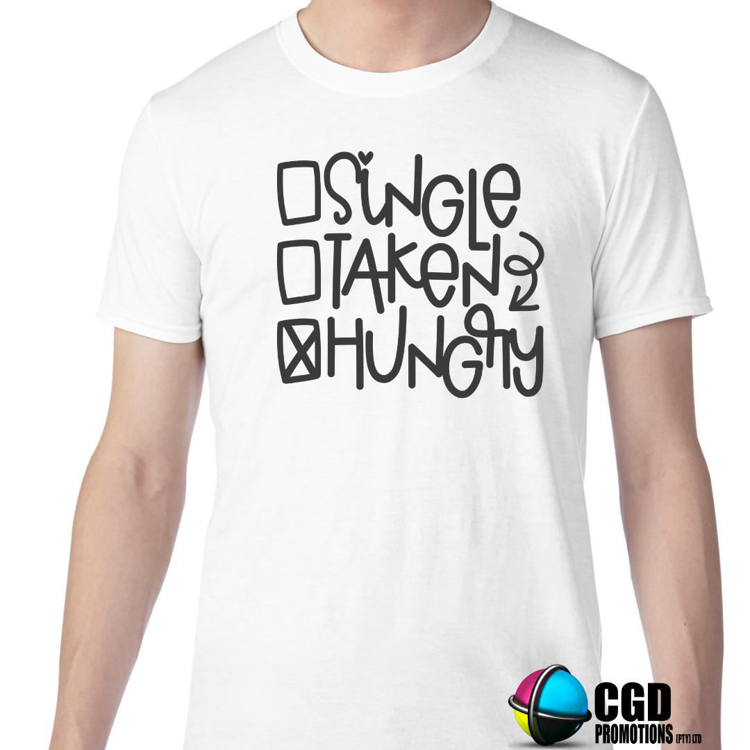 Single Taken Hungry Checkox - Valentines Day Shirt - Matching Unisex, Ladies Fitted & Kids 