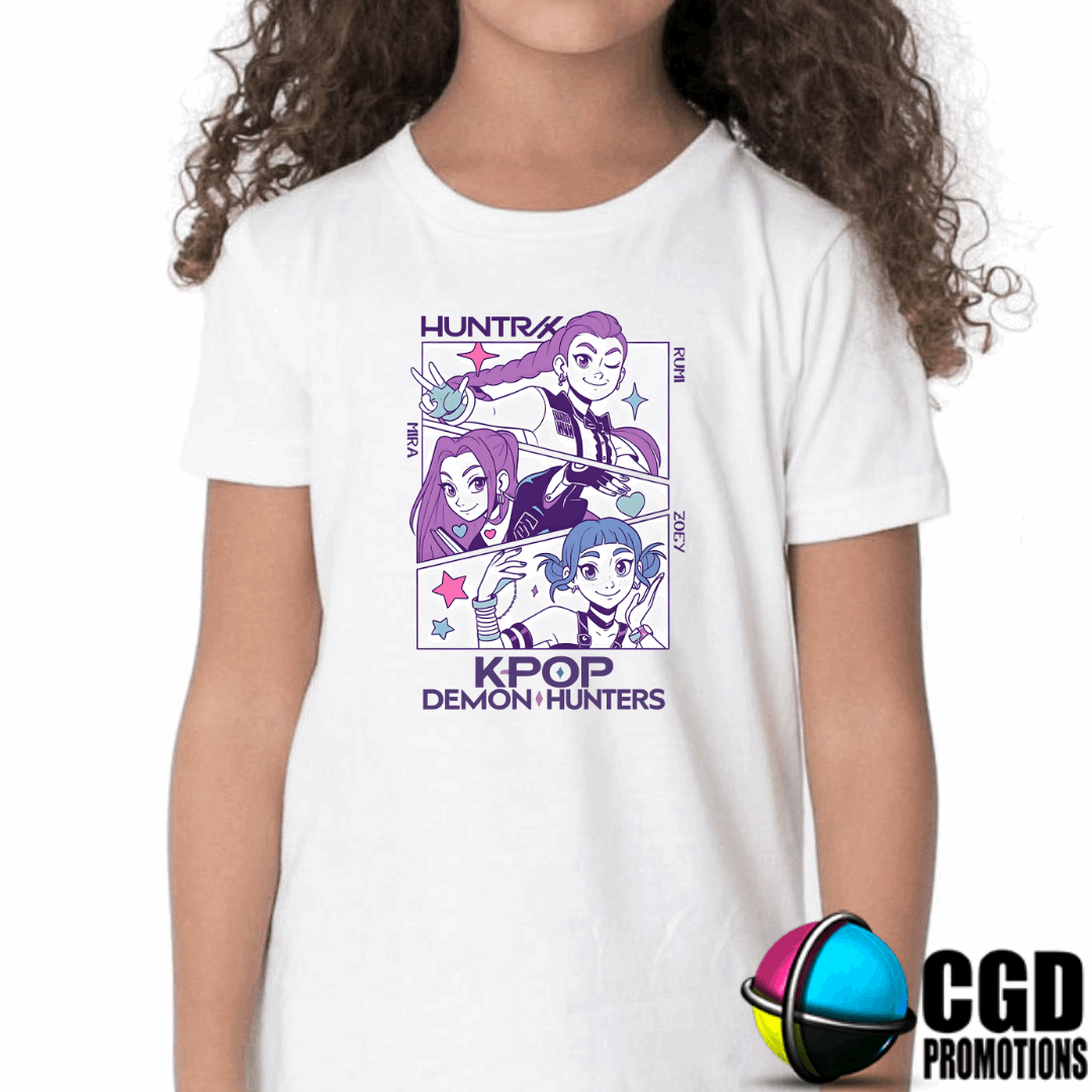 "K-pop Demon Hunter inspired shirt front design"
