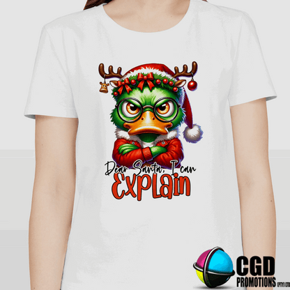 Dear Santa, I can Explain Angry Duck Christmas Printed Family Shirt - Matching Christmas Adult Unisex, Ladies Fitted & Kids