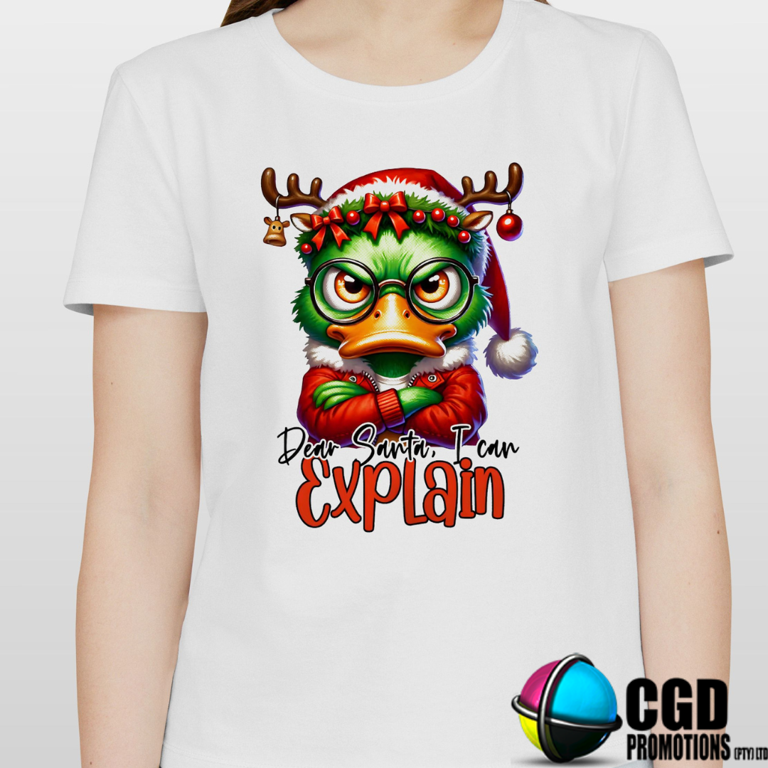 Dear Santa, I can Explain Angry Duck Christmas Printed Family Shirt - Matching Christmas Adult Unisex, Ladies Fitted & Kids