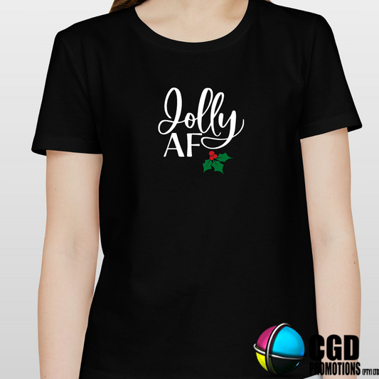 Jolly AF Christmas Adult Printed Shirt - Unisex & Ladies Fitted