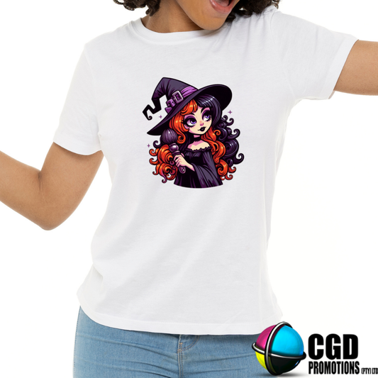 Witch Orange and Purple - Halloween T-shirts Adult Printed Shirt - Men's Unisex, Ladies Fitted