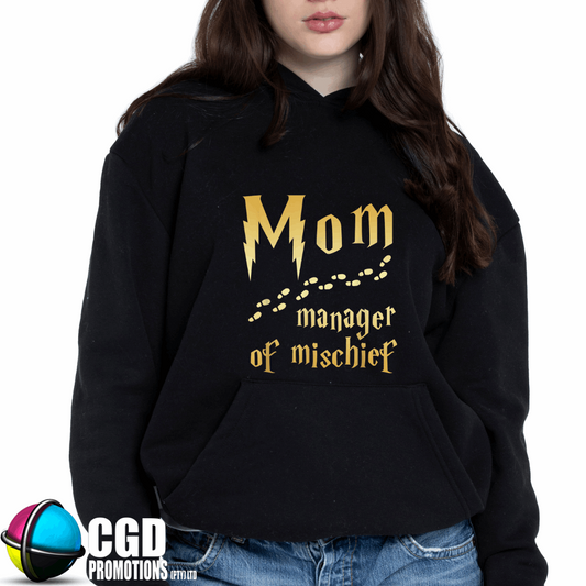 Mom Manger of Mischief Unisex Printed Hoodie