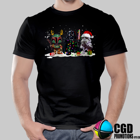 Star Wars Storm Trooper Mandolion Darth Vader Christmas Print - Christmas Printed Shirt for the Whole Family - Matching Unisex, Ladies Fitted & Kids (Copy)