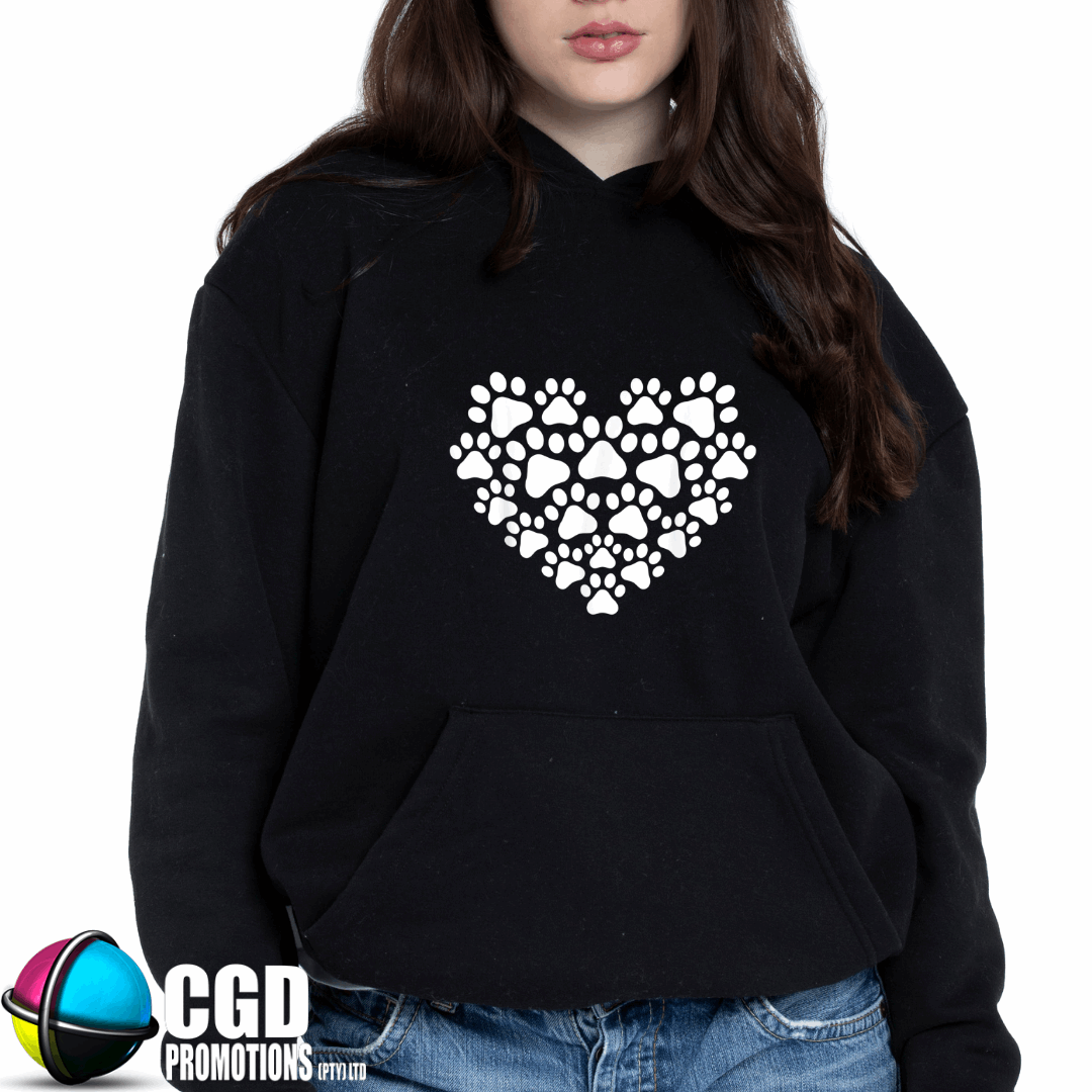 Paw Print Heart Unisex Printed Hoodie