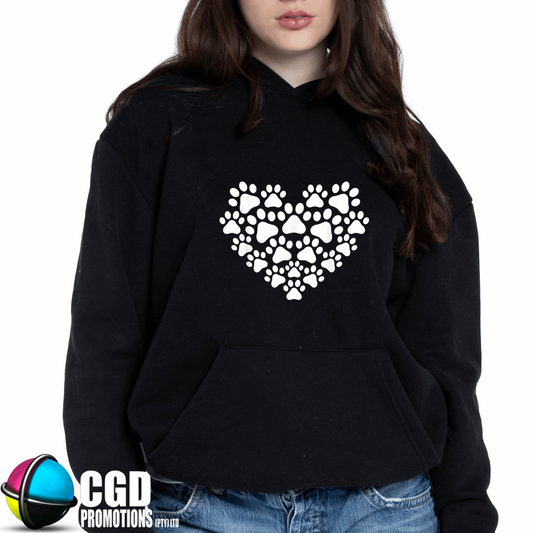 Paw Print Heart Unisex Printed Hoodie