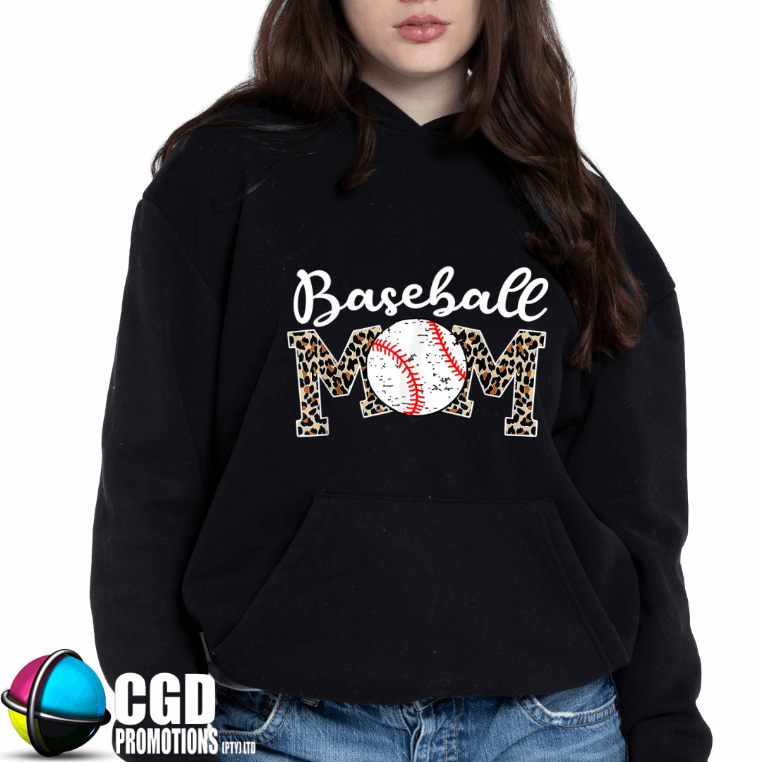 Baseball Mom Leopard Print Unisex Printed Hoodie