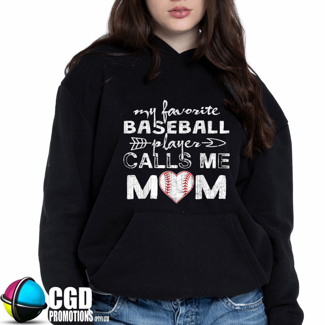 My Favorite Baseball player calls me Mom Unisex Printed Hoodie