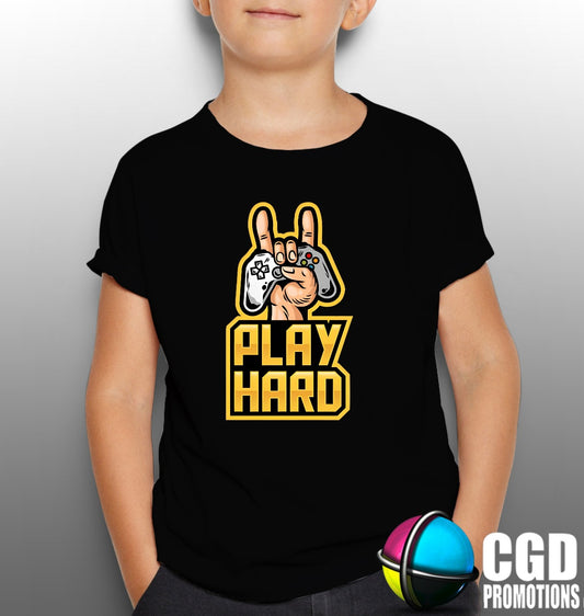 Play Hard Gamer Adult & Kids Printed Gaming Shirt