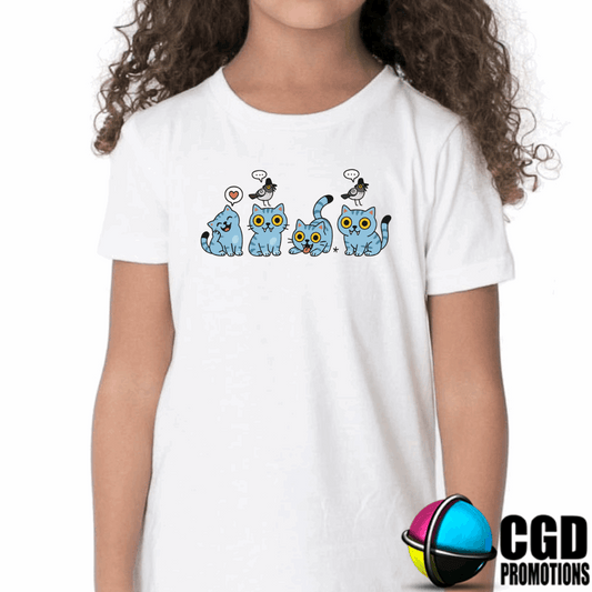 "K-pop Demon Hunter inspired shirt front design" derpy blue cat tiger and magpie