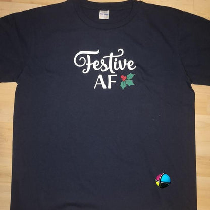 Festive AF Christmas Adult Printed Shirt - Unisex & Ladies Fitted Festive As Fuck