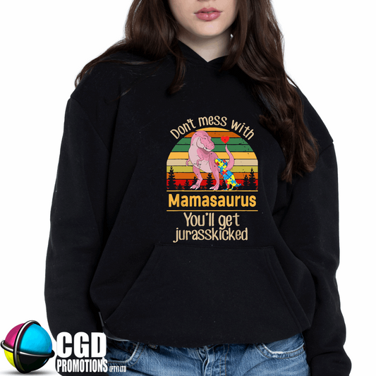 Dont Mess with Mamasaurus Autism Unisex Printed  Hoodie