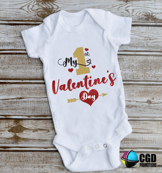 My First Valentines Day Gold & Red Valentines Day Baby Grow 0-18 months