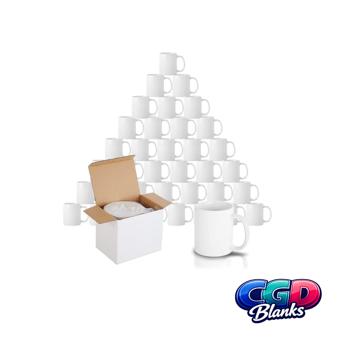 48 x 11oz White Sublimation Mug Blanks with Gift Boxes