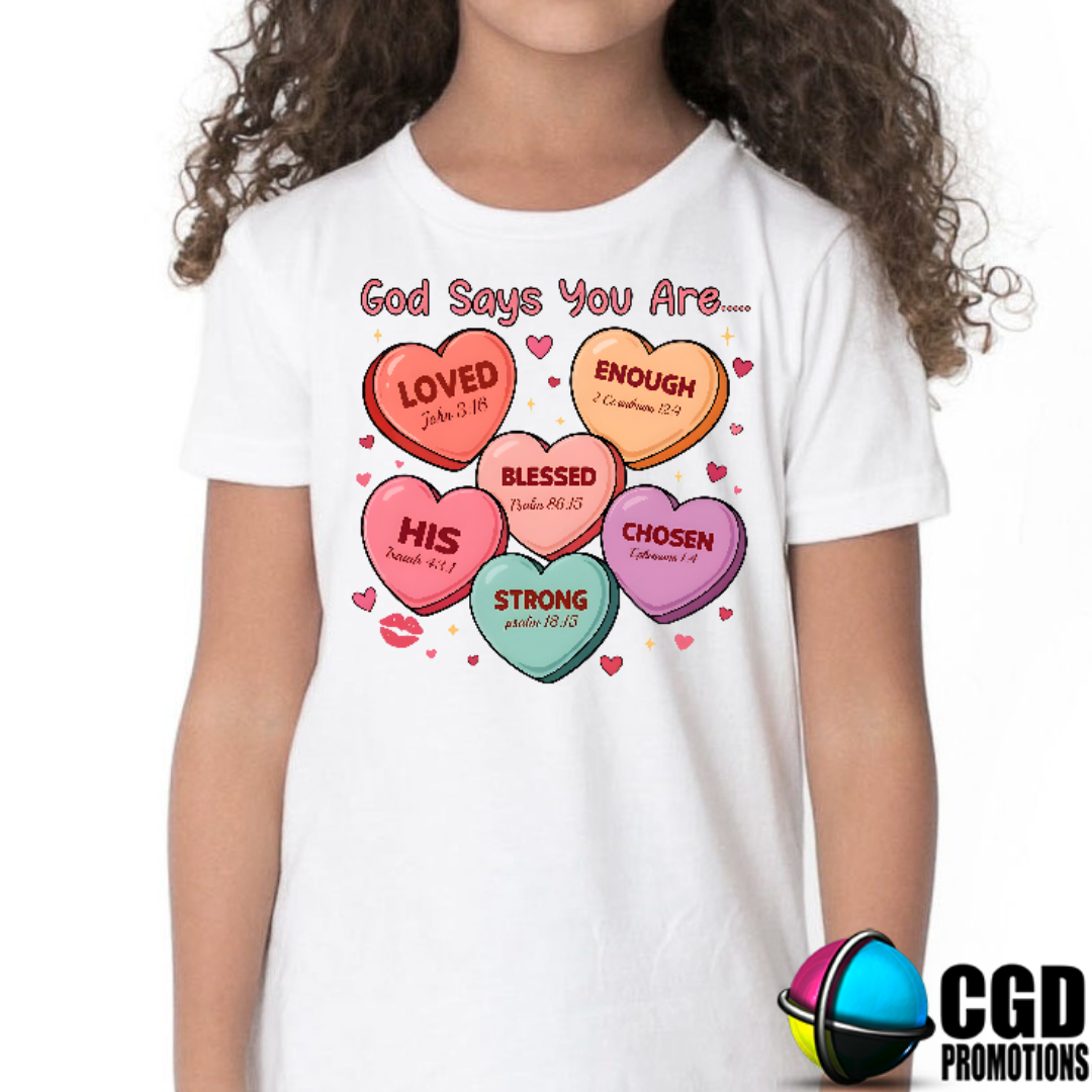 God Says you are Loved... Shirt - Valentines Faith-based Kids Printed Shirt South Africa | CGD PROMOTIONS