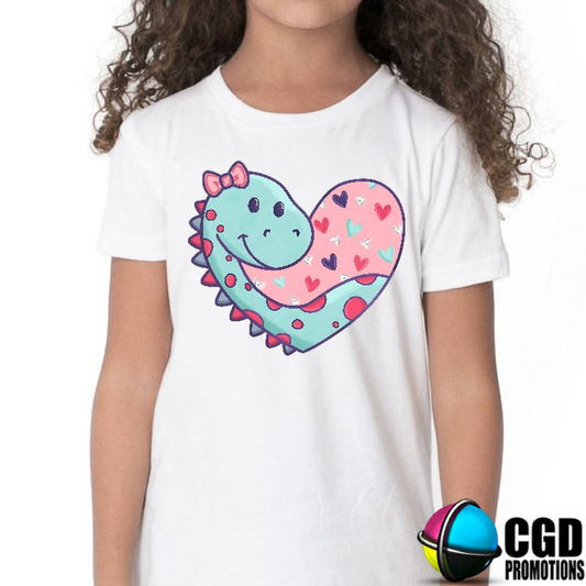Dino Heart Shirt - Valentines Day Kids Printed Shirt South Africa | CGD PROMOTIONS