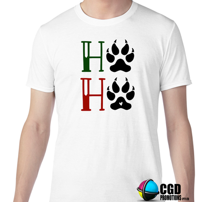 Ho Ho Paw Print Adult Christmas Printed Shirt - Unisex Mens & Ladies Fitted