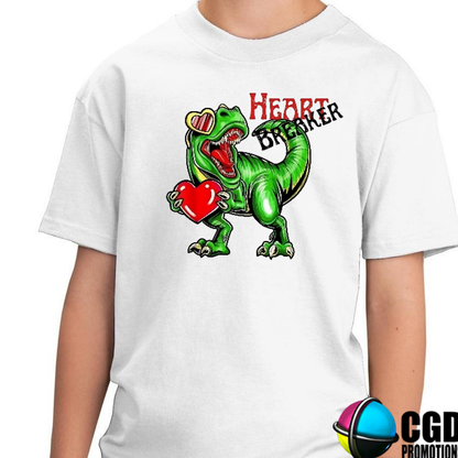 Heart Breaker Dino Shirt - Valentines Day Kids Printed Shirt South Africa | CGD PROMOTIONS