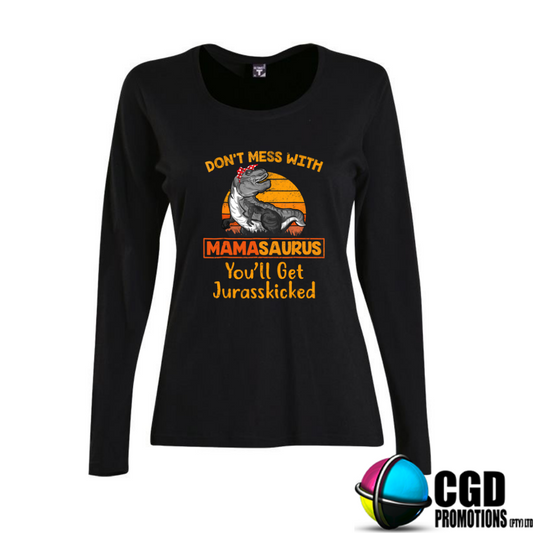 Dont Mess with Mamasaurus Orange Print Shirt