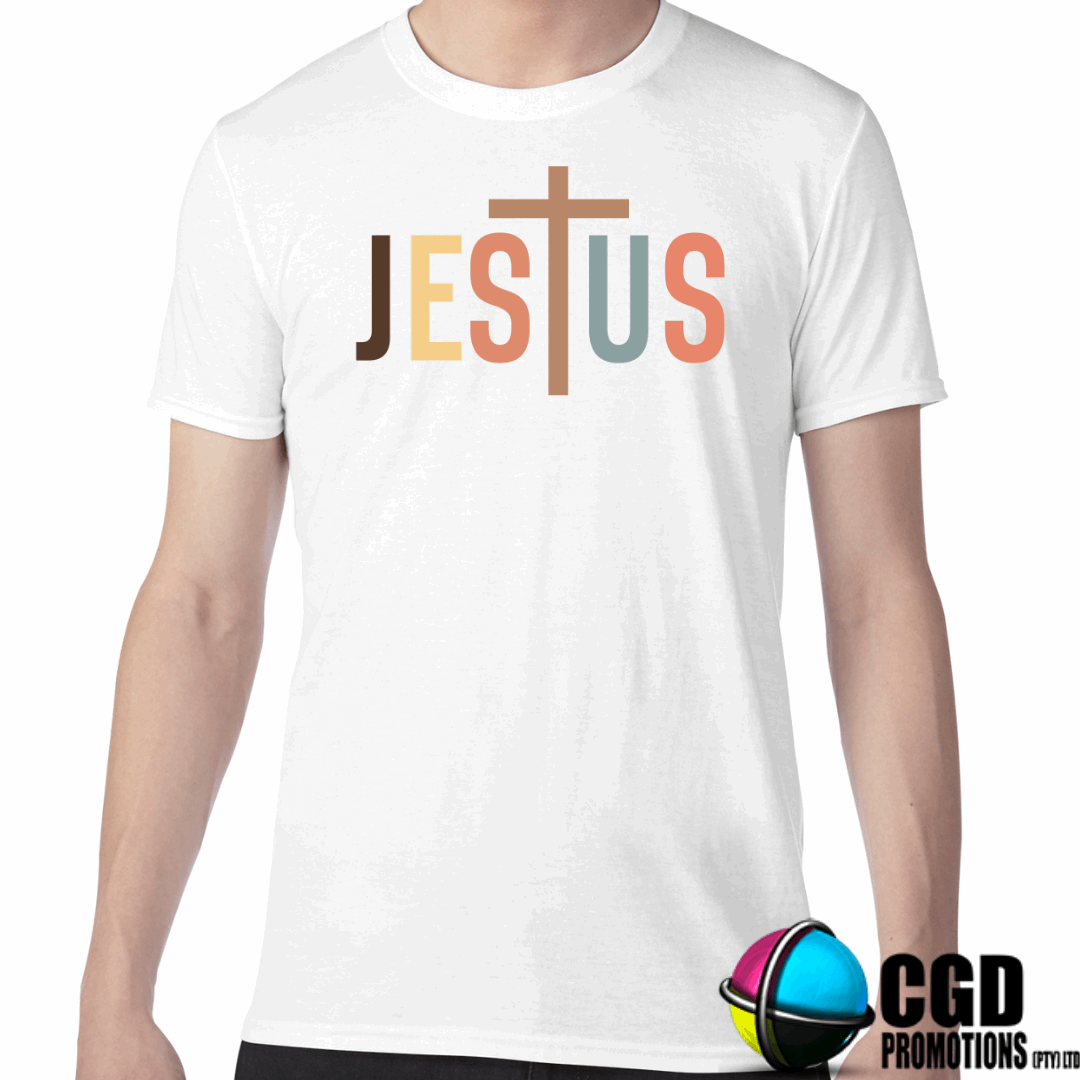 Jesus with Cross Adult & Kids Colour Printed Shirt (Faith Based)