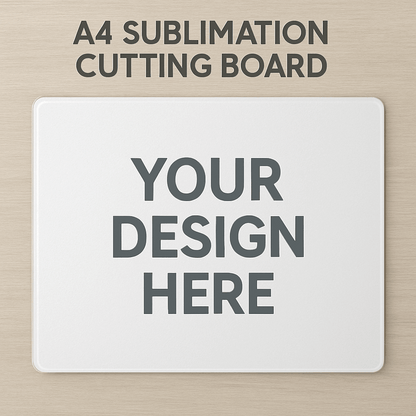 Personalised glass A4 cutting board with custom printed design