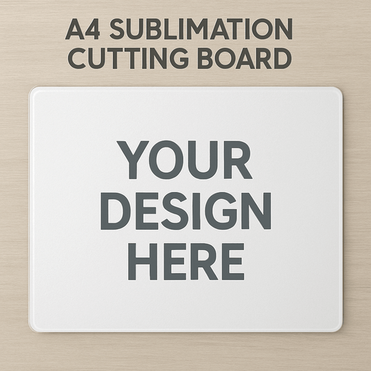 Personalised glass A4 cutting board with custom printed design