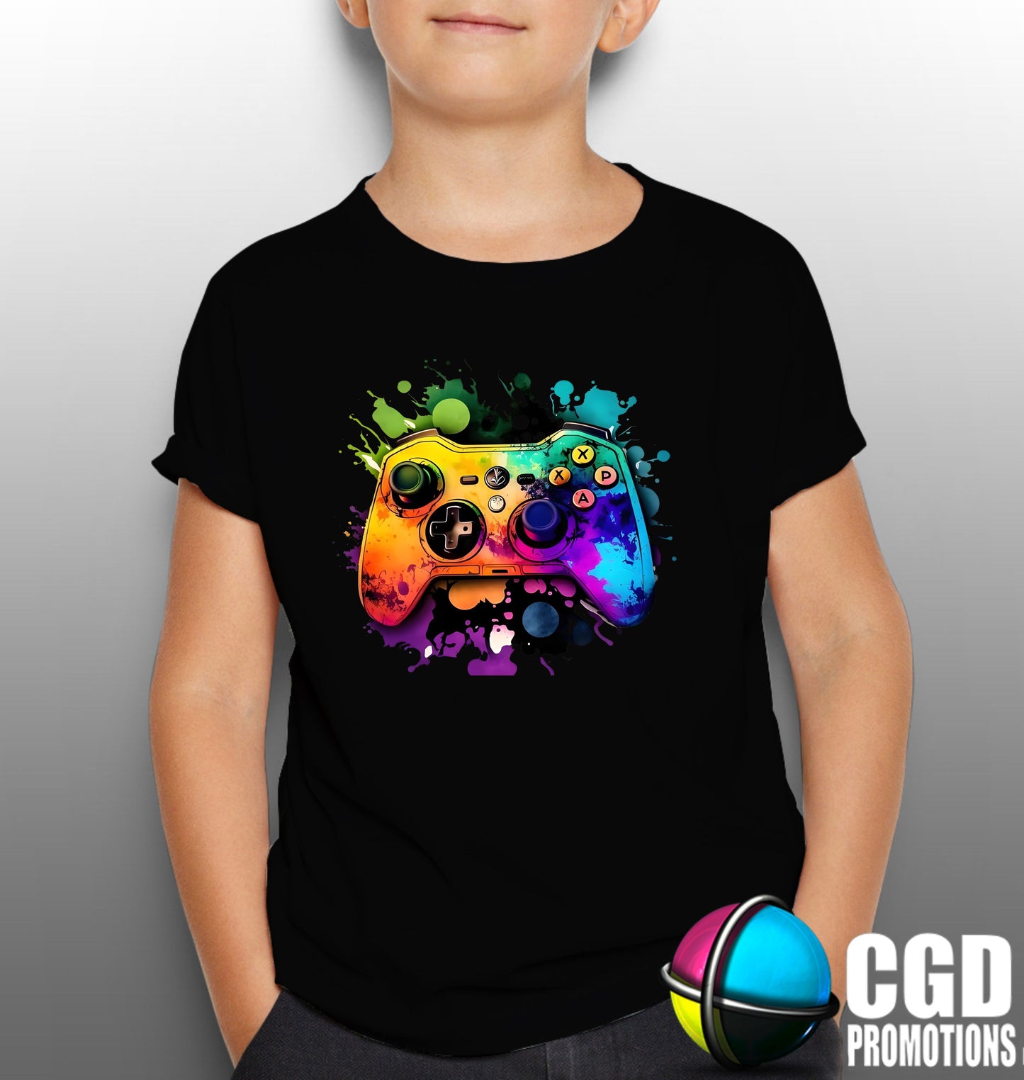 Colourful Xbox Remote Control Gamer Kids Printed Gaming Shirt