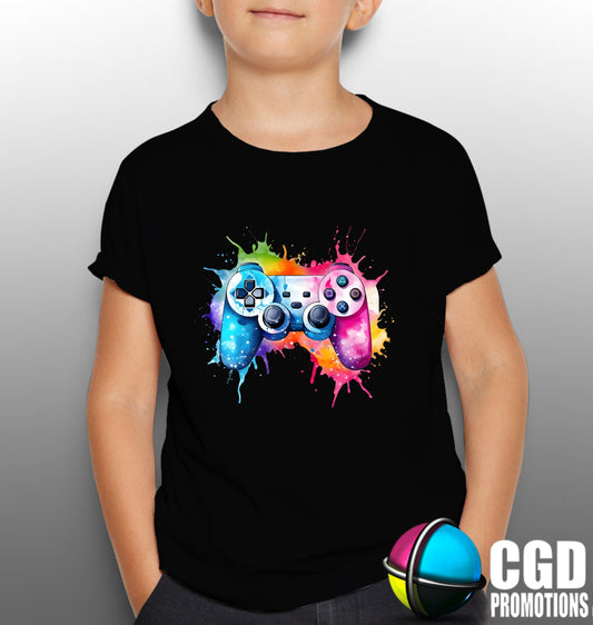 Colourful Playstation Remote Control Gamer Kids Printed Shirt