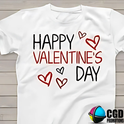 Happy Valentines Day with hearts - Valentines Day Shirt - Matching Unisex, Ladies Fitted & Kids