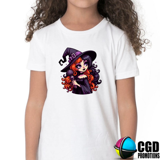 Cute Witch Halloween Kids Printed Shirt