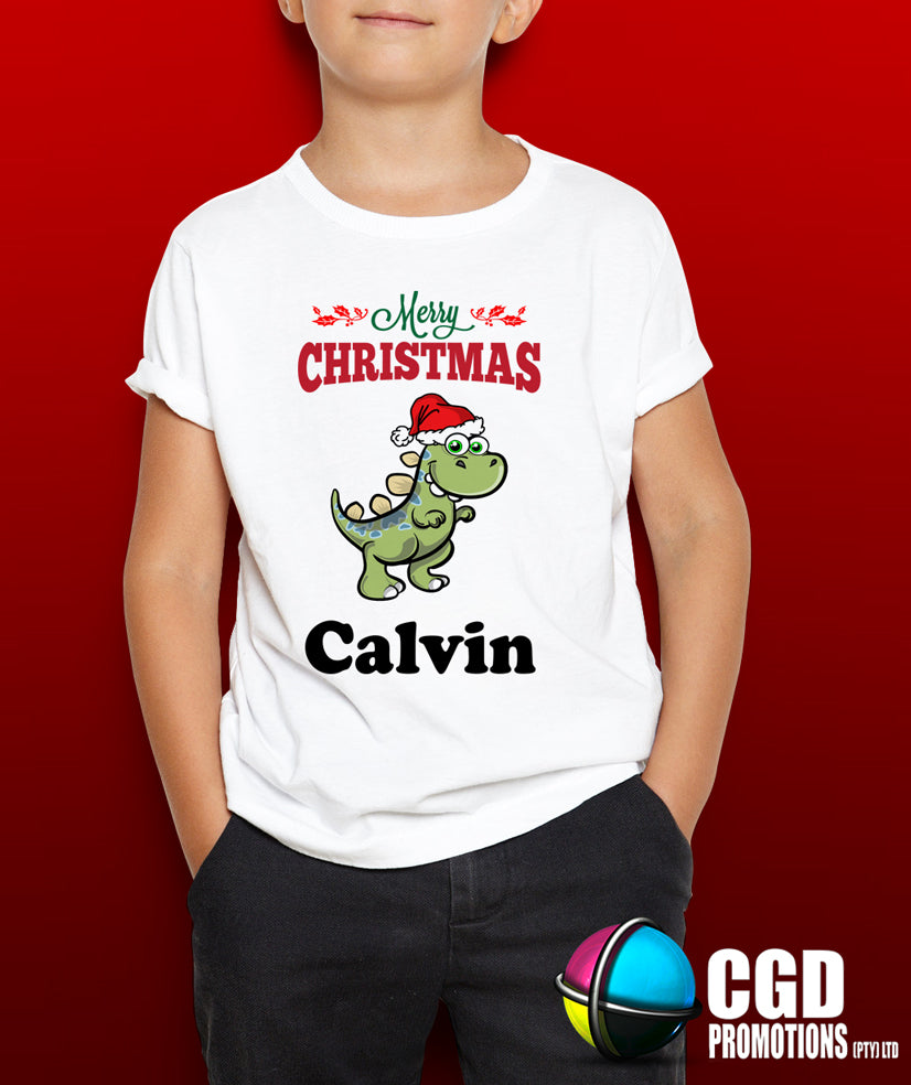 Dinosaur Christmas Character Adult & Kids Christmas Printed Shirt